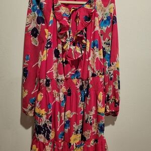 Lauren floral below the knee long sleeve dress